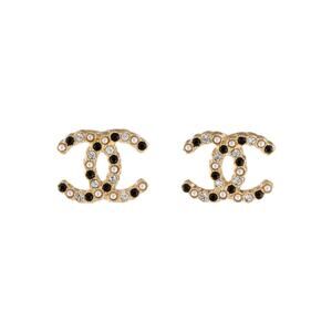 Chanel 2020 Faux Pearl Strass Interlocking CC Stud Earrings